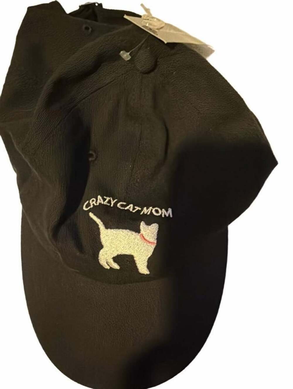 Crazy Cat Mom Women’s Black Baseball Cap Embroidered Cat Adjustable Hat